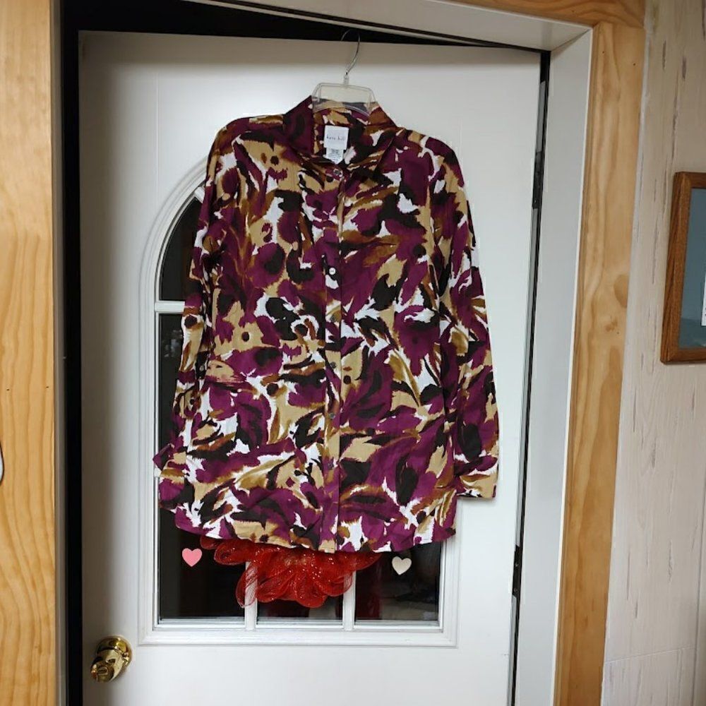New Kate Hill Purple Multi-Color Long Sleeve Button Down ShirtWomen's M